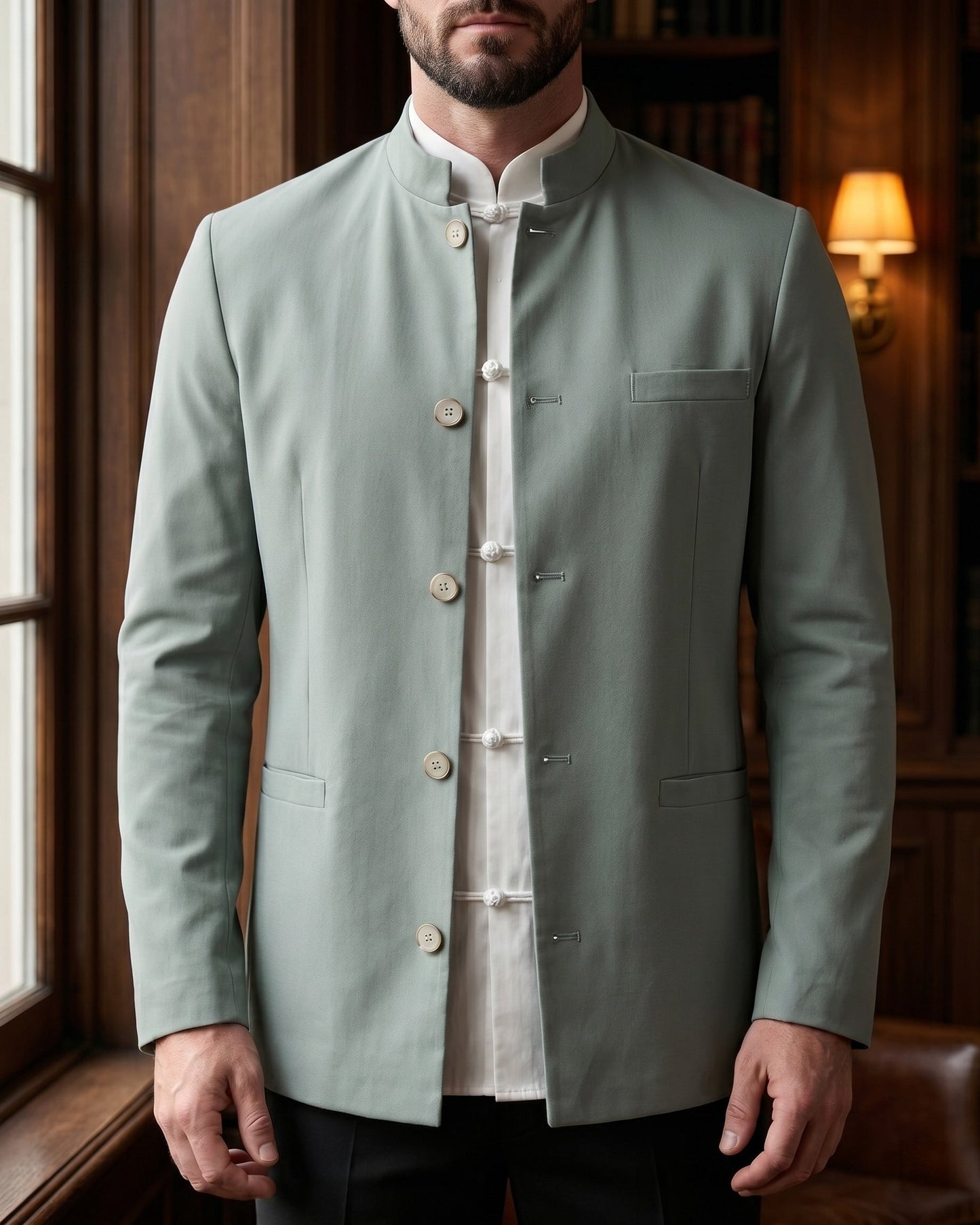 Dante Linen Mandarin Collar Jacket