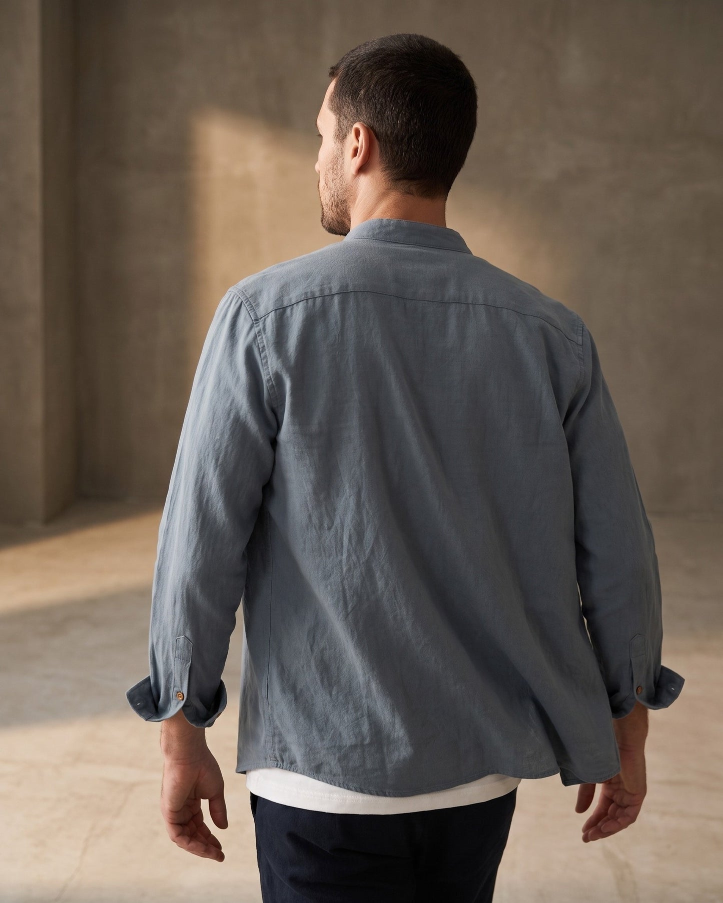 Nico Linen Mandarin Collar Shirt