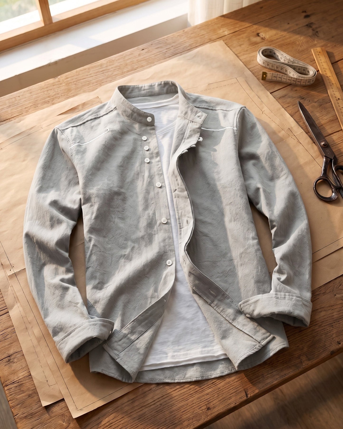 Nico Linen Mandarin Collar Shirt